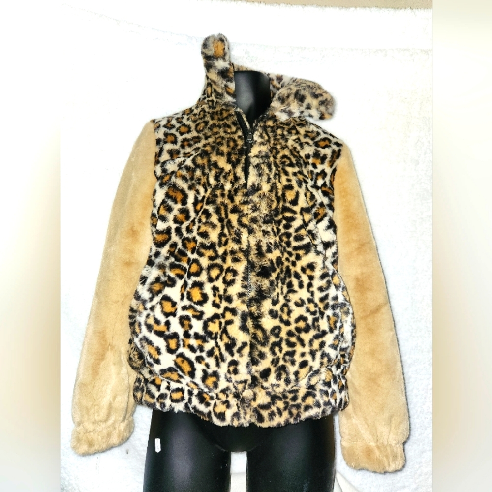Vigoss Faux Fur Animal Print Jacket size S